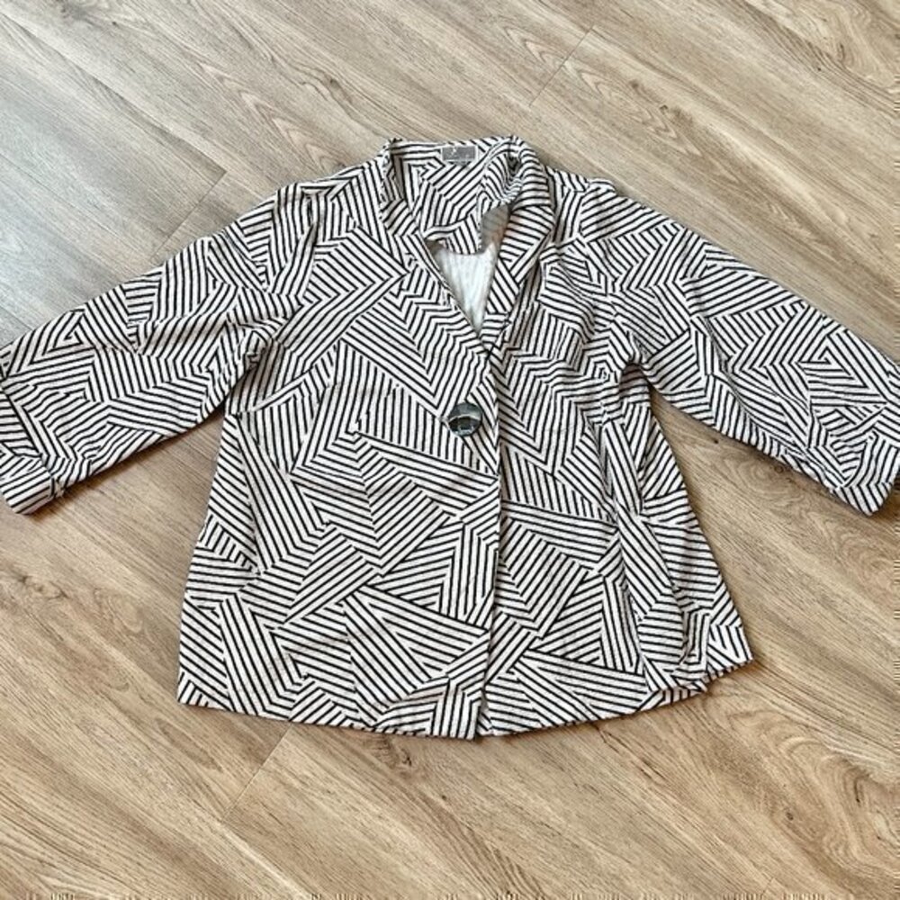 JM Collection Geometric Print Single Button Cardigan Jacket Plus Size 1X